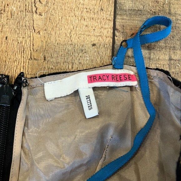 Tracy Reese Easy Frock Mosaic Stripe Fit Flare Dress 4P Silk Linen - Picture 7 of 10